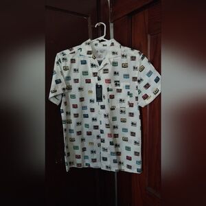 Original Penguin Mens Small Button Down Shirt RETRO PRINT